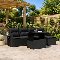 Quality 6 Piece Black Garden Sofa Set for Your Space