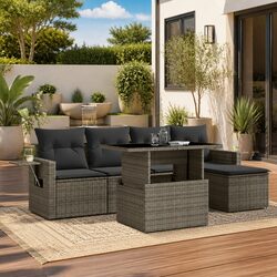 Comfortable and Versatile 6 Piece Garden Sofa Set