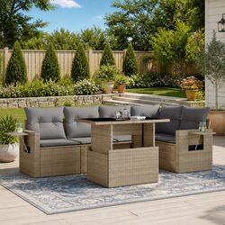 Garden Sofa Set with Beige Cushions for Relaxation