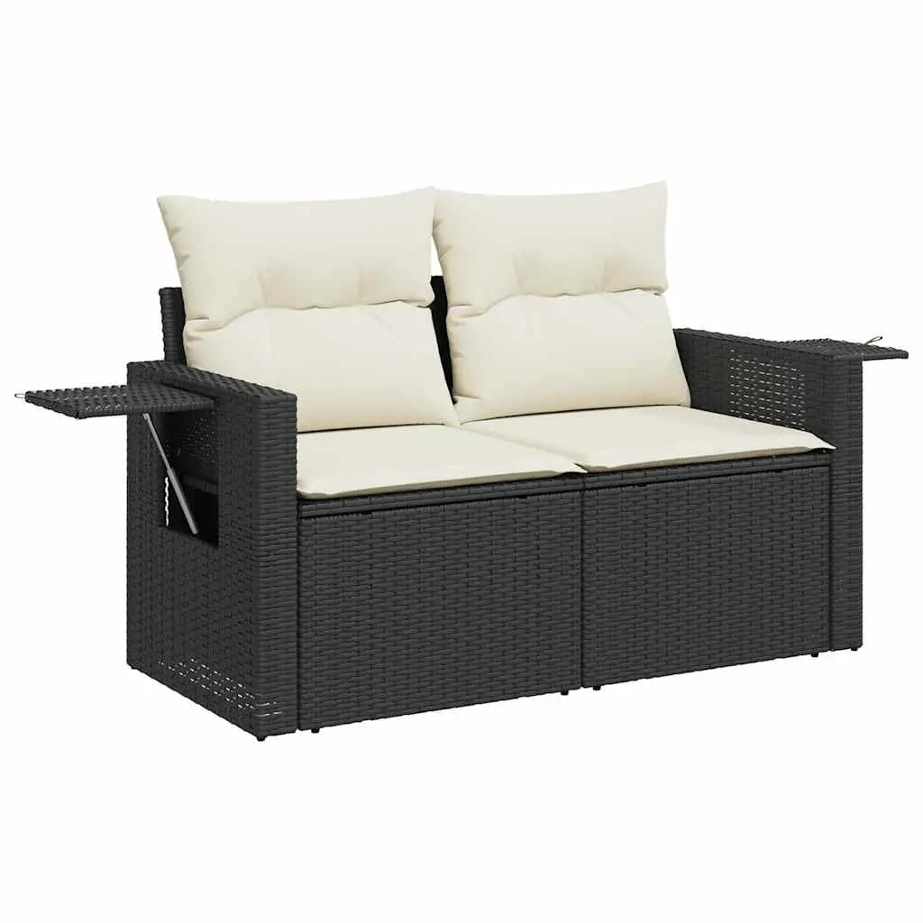 Garden Sofa Set 6 Piece Outdoor Furniture Black Poly Rattan Modular Patio Lounge