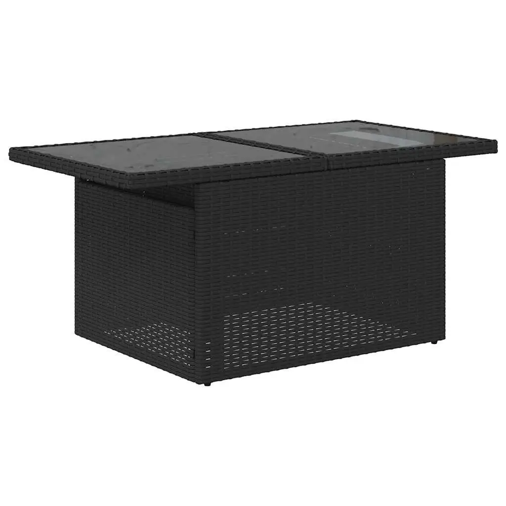 Garden Sofa Set 6 Piece Outdoor Furniture Black Poly Rattan Patio Lounge with