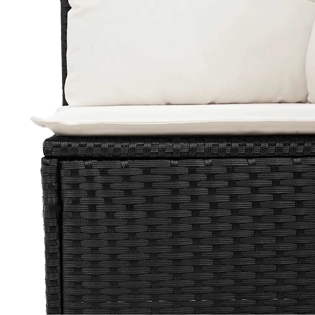 Garden Sofa Set 6 Piece Outdoor Furniture Black Poly Rattan Patio Lounge with