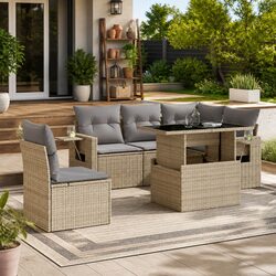 Value-Driven 6-Piece Outdoor Sofa Set with Beige Cushions