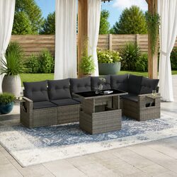Comfortable 7-Piece Outdoor Sofa Set in Grey