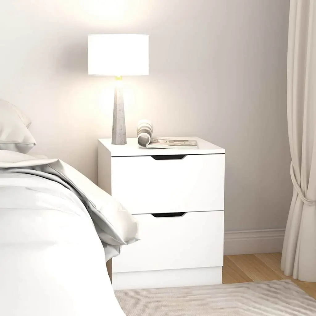 Bedside Table Storage Cabinet 40x40x50cm White 2 Piece