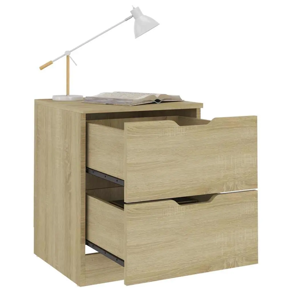 Bedside Cabinets 2 pcs Brown Storage Side Table Nightstand Bedroom Furniture