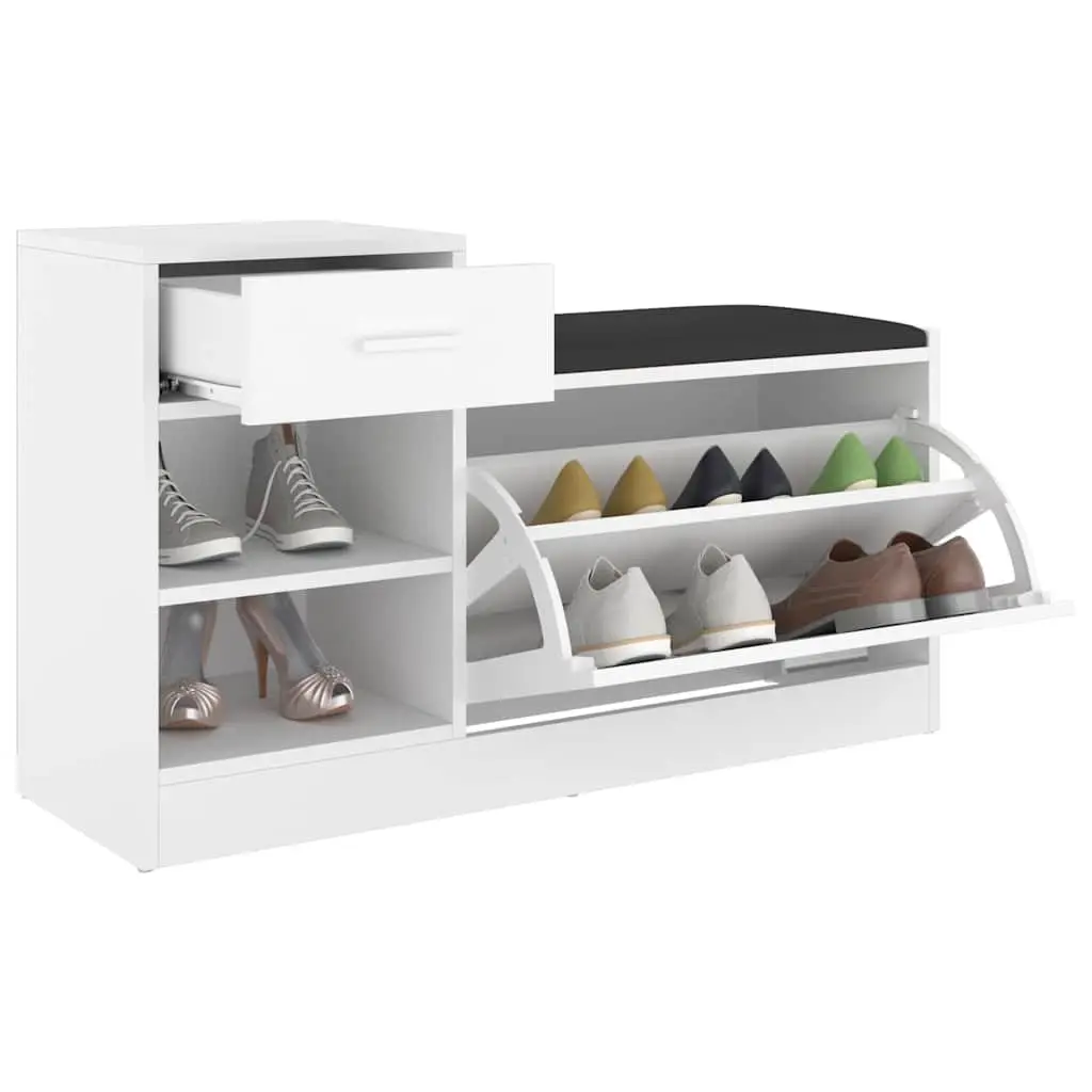 Shoe Storage Bench Organiser Seating Cabinet Engineered Wood White