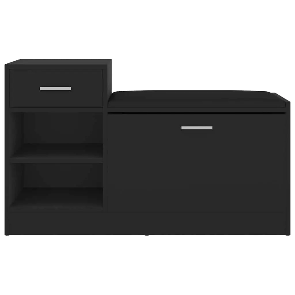 Shoe Bench Storage Organiser Black Engineered Wood Seating Cabinet