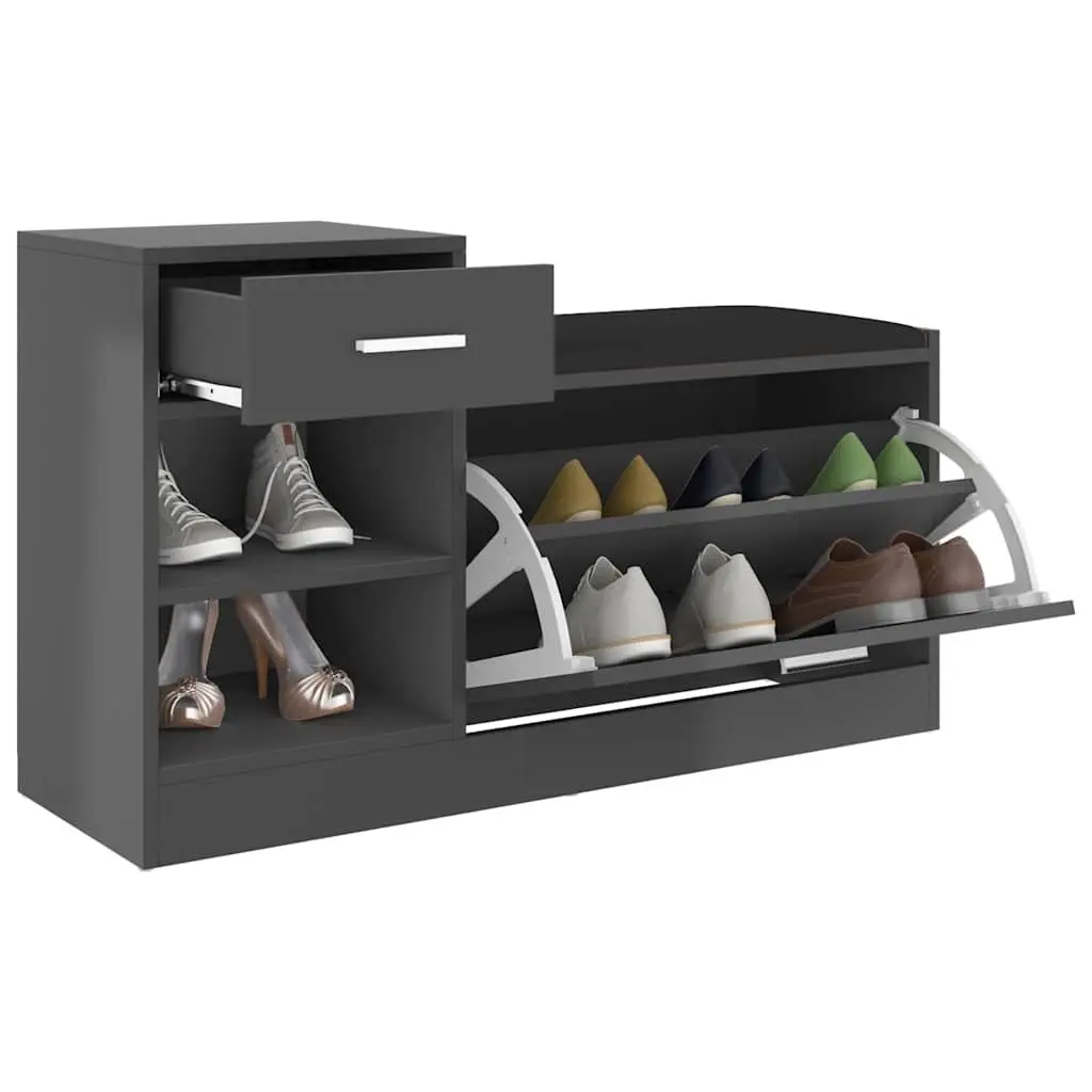 Shoe Storage Bench Grey Seating Organiser 94.5cm x 31cm x 57cm