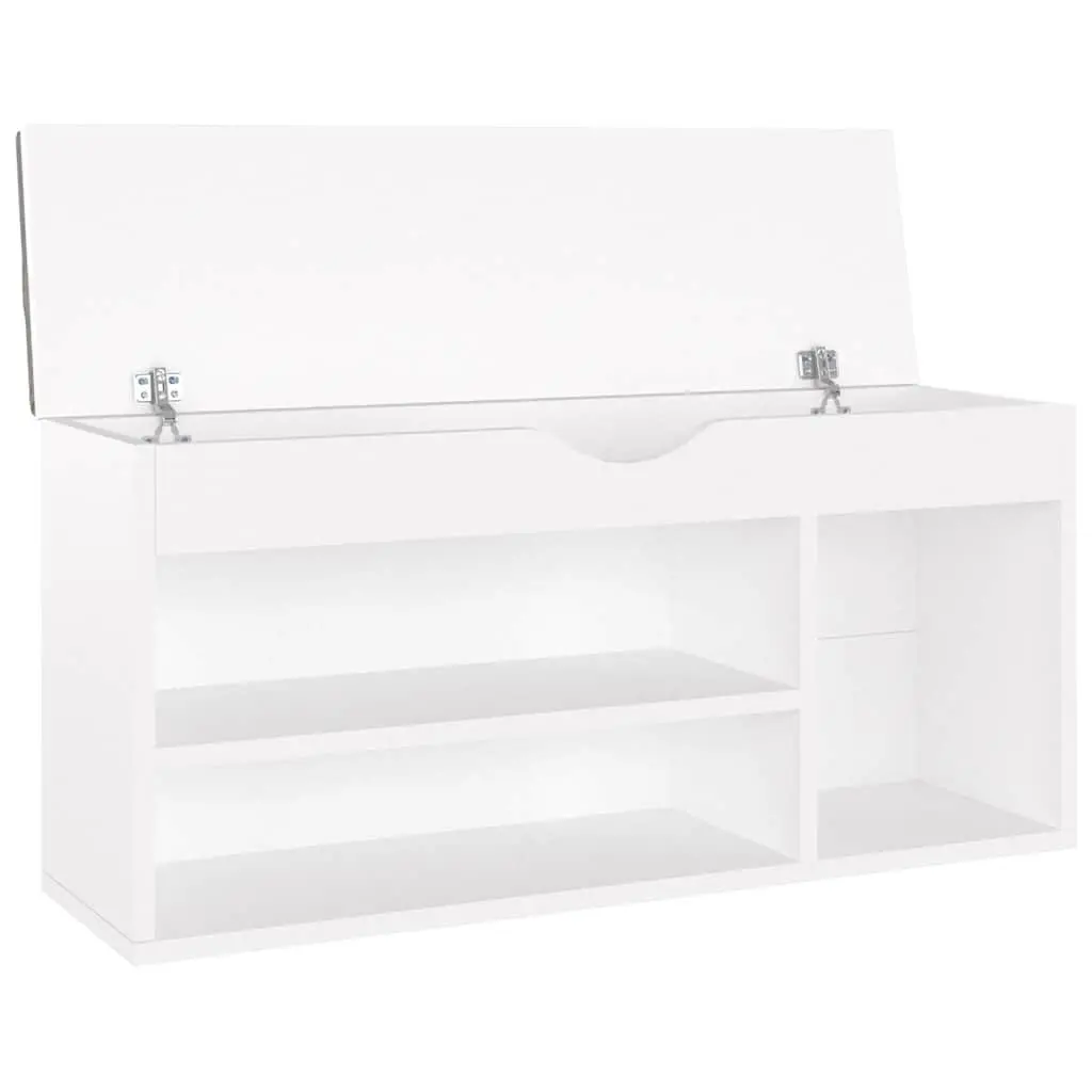 Shoe Bench Storage Seating White Cushioned Organiser 104 x 30 x 49 cm