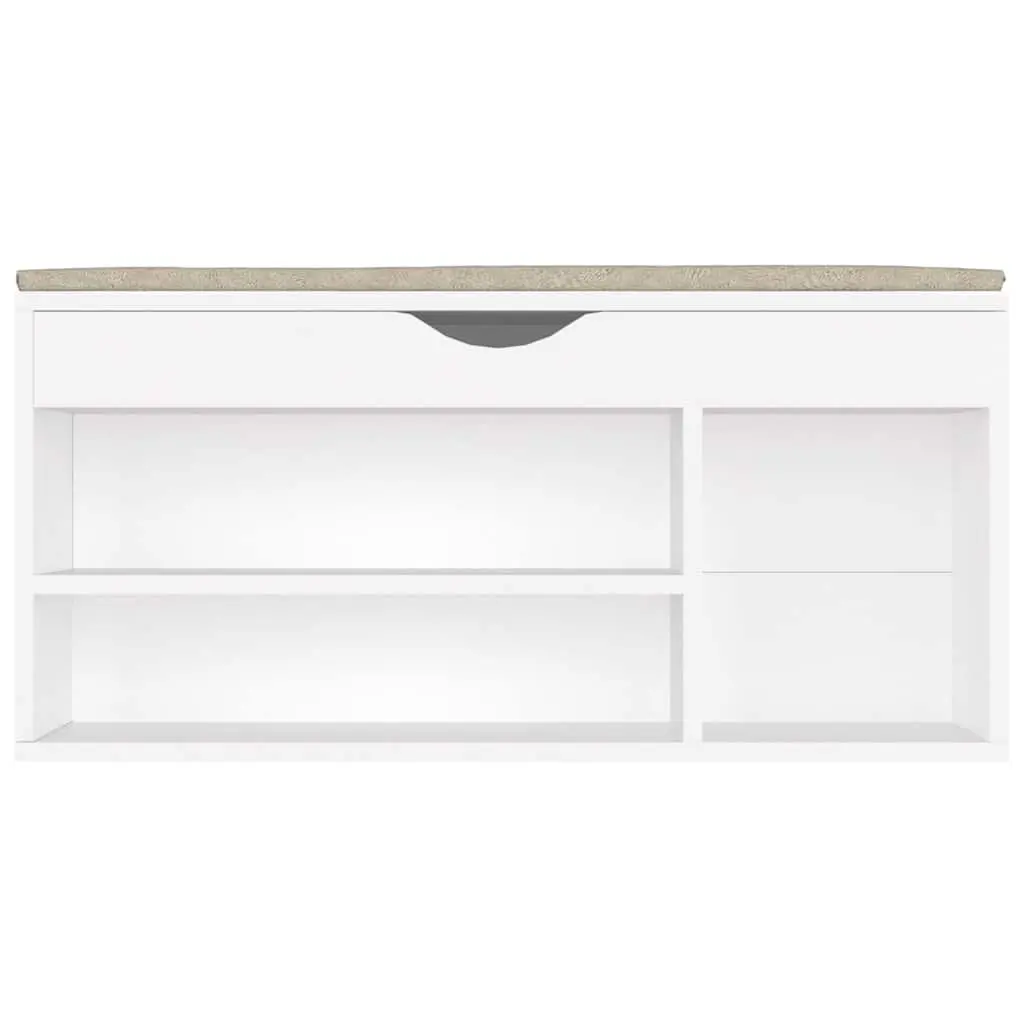 Shoe Bench Storage Seating White Cushioned Organiser 104 x 30 x 49 cm