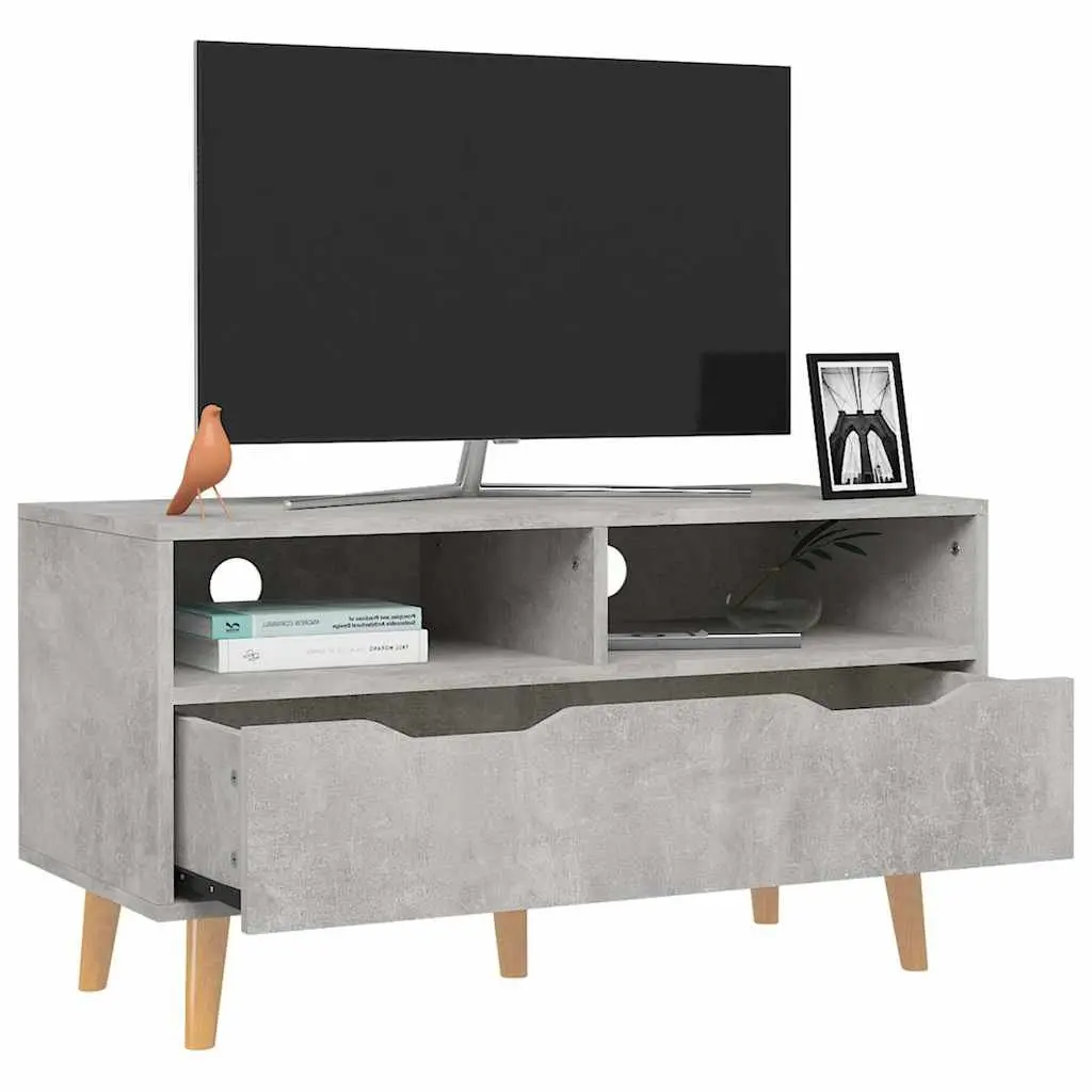 TV Cabinet Concrete Grey Storage Unit Living Room Media Stand Engineered Wood
