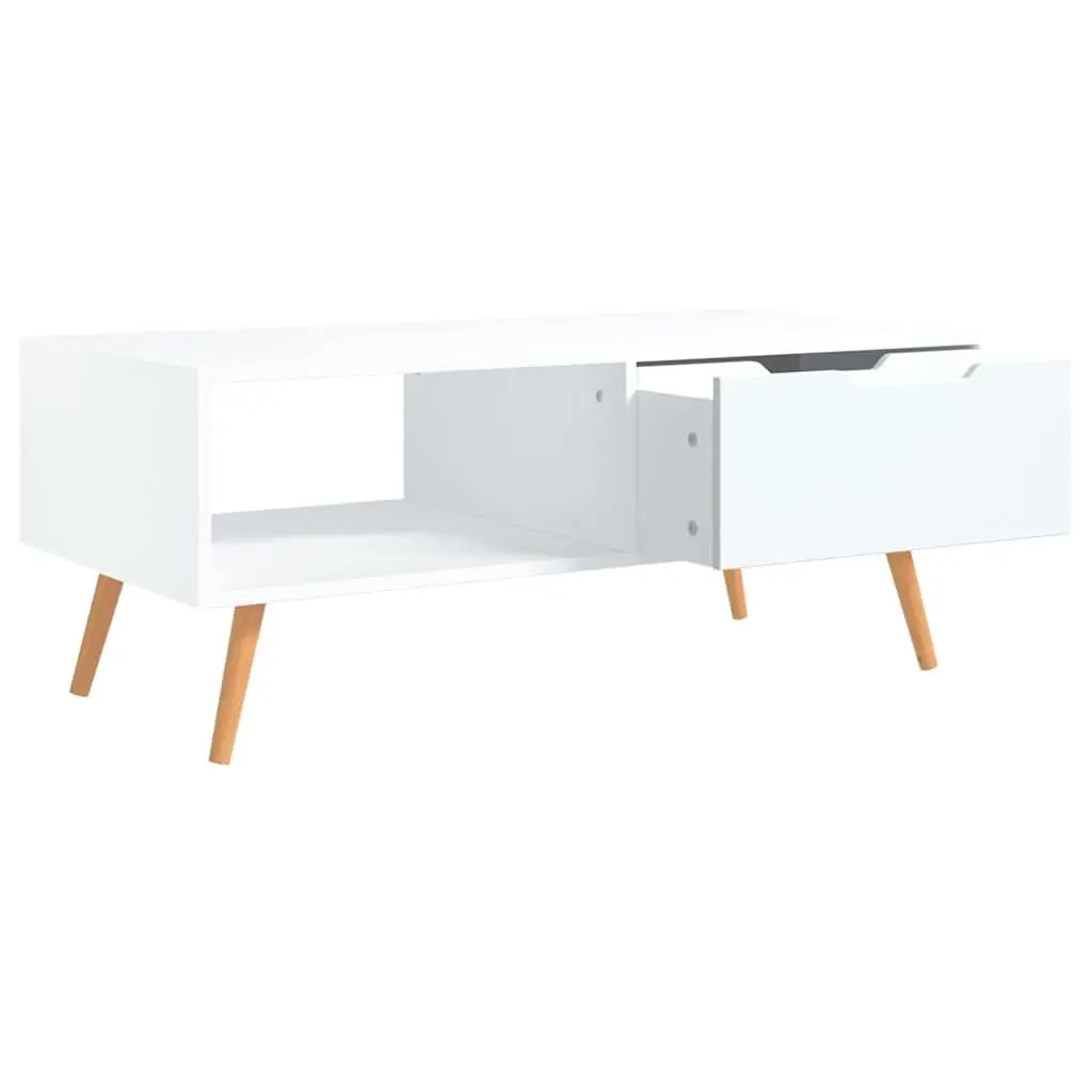 Coffee Table White Engineered Wood Living Room Accent Side Table Storage Space