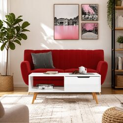 Durable White Engineered Wood Coffee Table with Gloss Finish