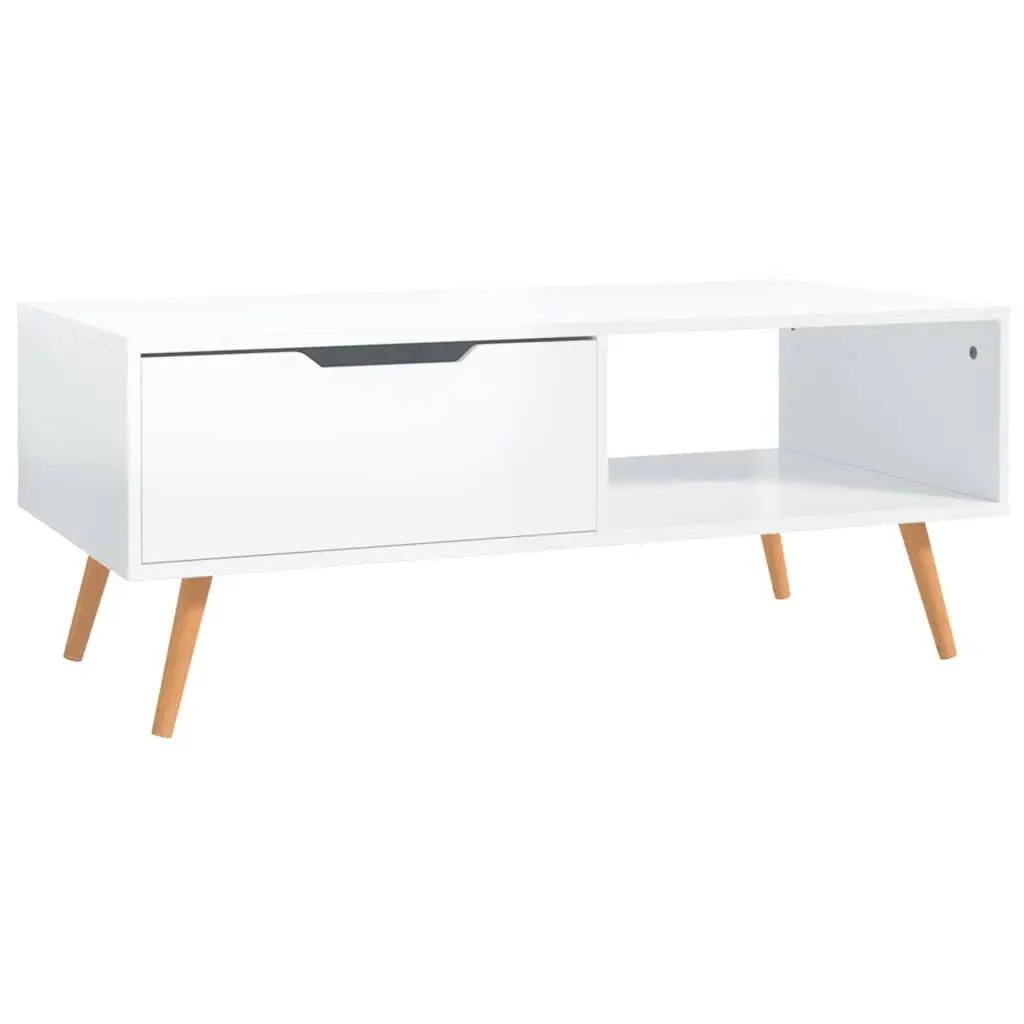 Coffee Table High Gloss White Engineered Wood Living Room Accent Furniture 100 x 49.5 x 43 cm