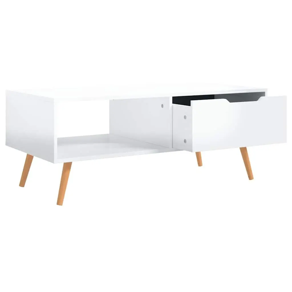 Coffee Table High Gloss White Engineered Wood Living Room Accent Furniture 100 x 49.5 x 43 cm