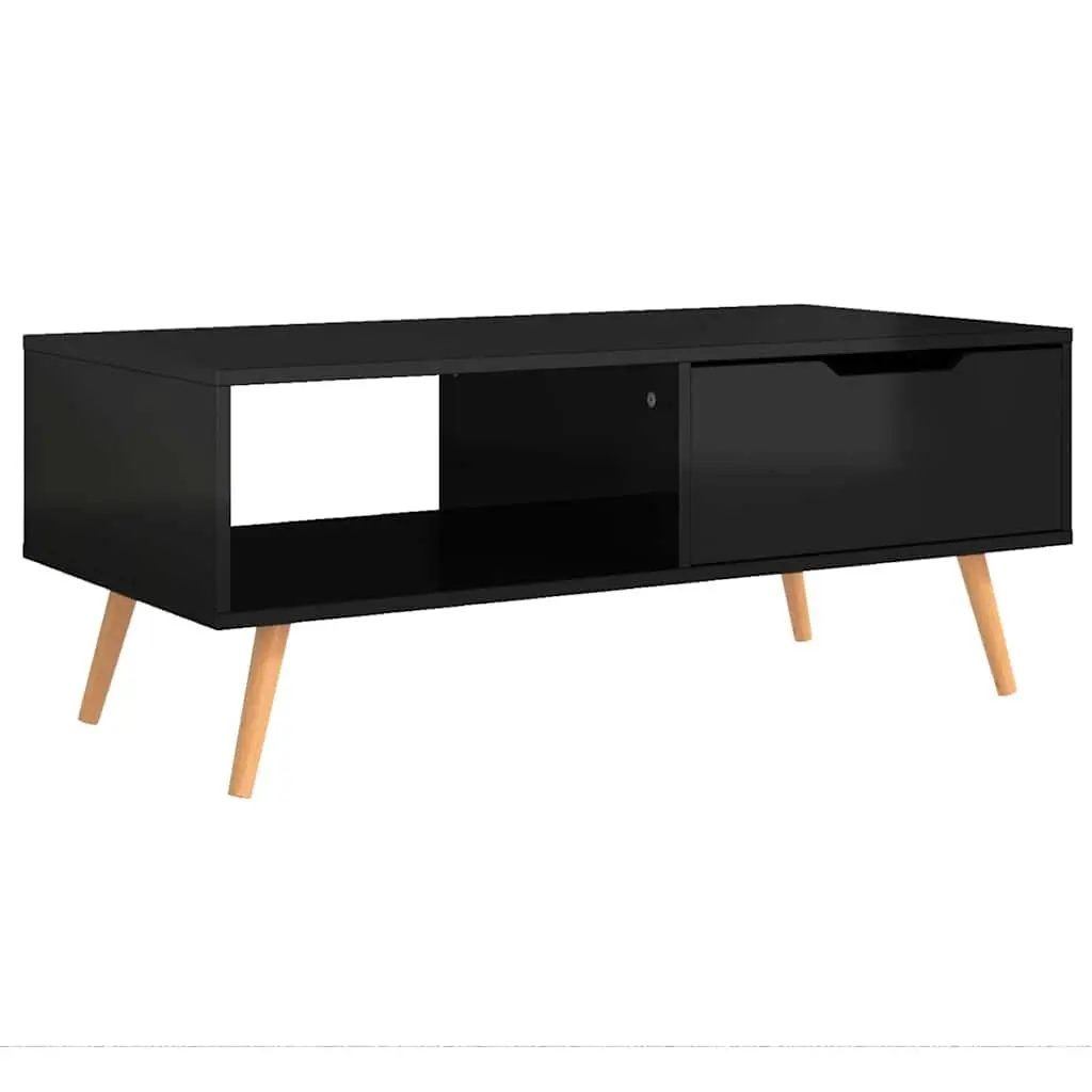 Coffee Table High Gloss Black Living Room Accent Side Table 100 x 49.5 x 43 cm Engineered Wood
