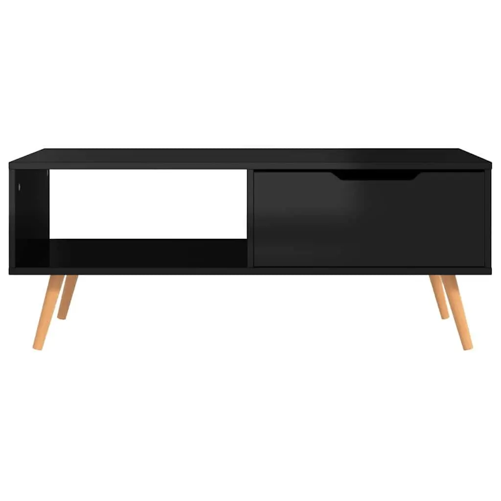 Coffee Table High Gloss Black Living Room Accent Side Table 100 x 49.5 x 43 cm Engineered Wood