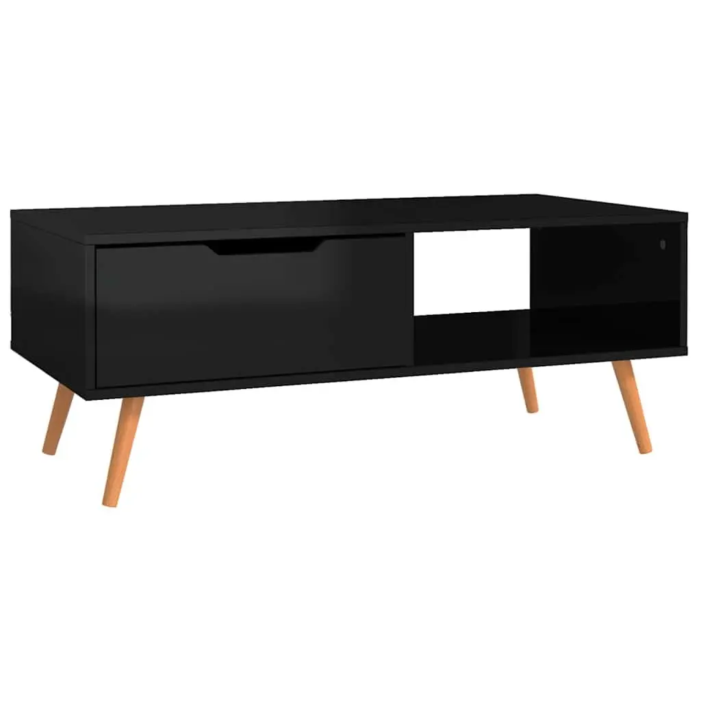 Coffee Table High Gloss Black Living Room Accent Side Table 100 x 49.5 x 43 cm Engineered Wood