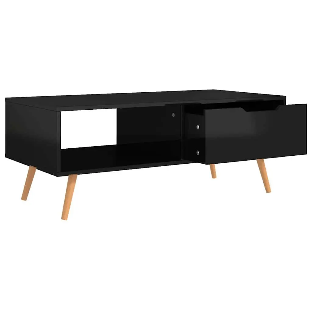 Coffee Table High Gloss Black Living Room Accent Side Table 100 x 49.5 x 43 cm Engineered Wood
