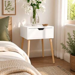 Value White Bedside Cabinet 40x40x56cm for Practical Use
