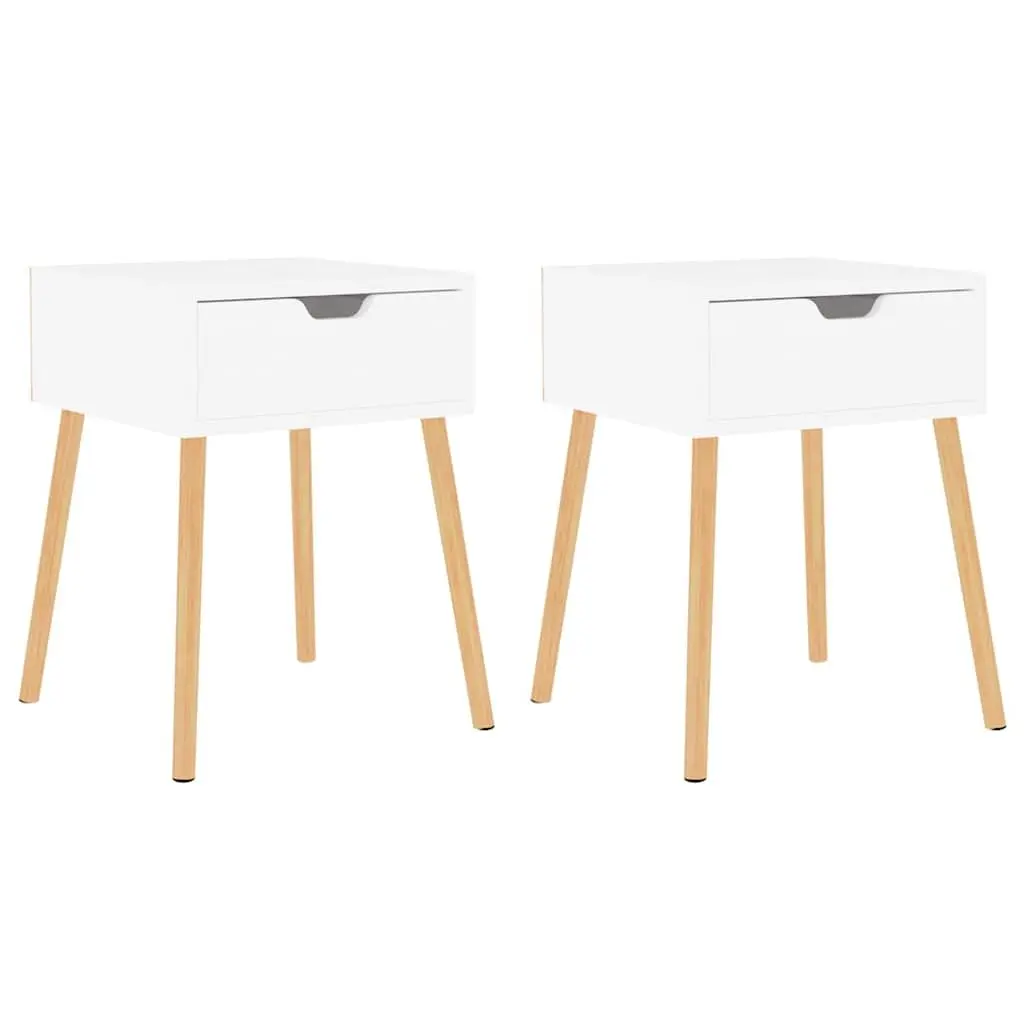 Bedside Tables 2 Piece White Storage Drawers 40x40x56 cm