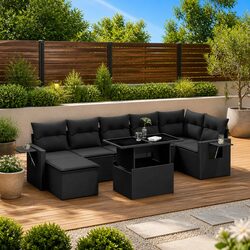 Reliable 8 Piece Garden Sofa Set with Cushions