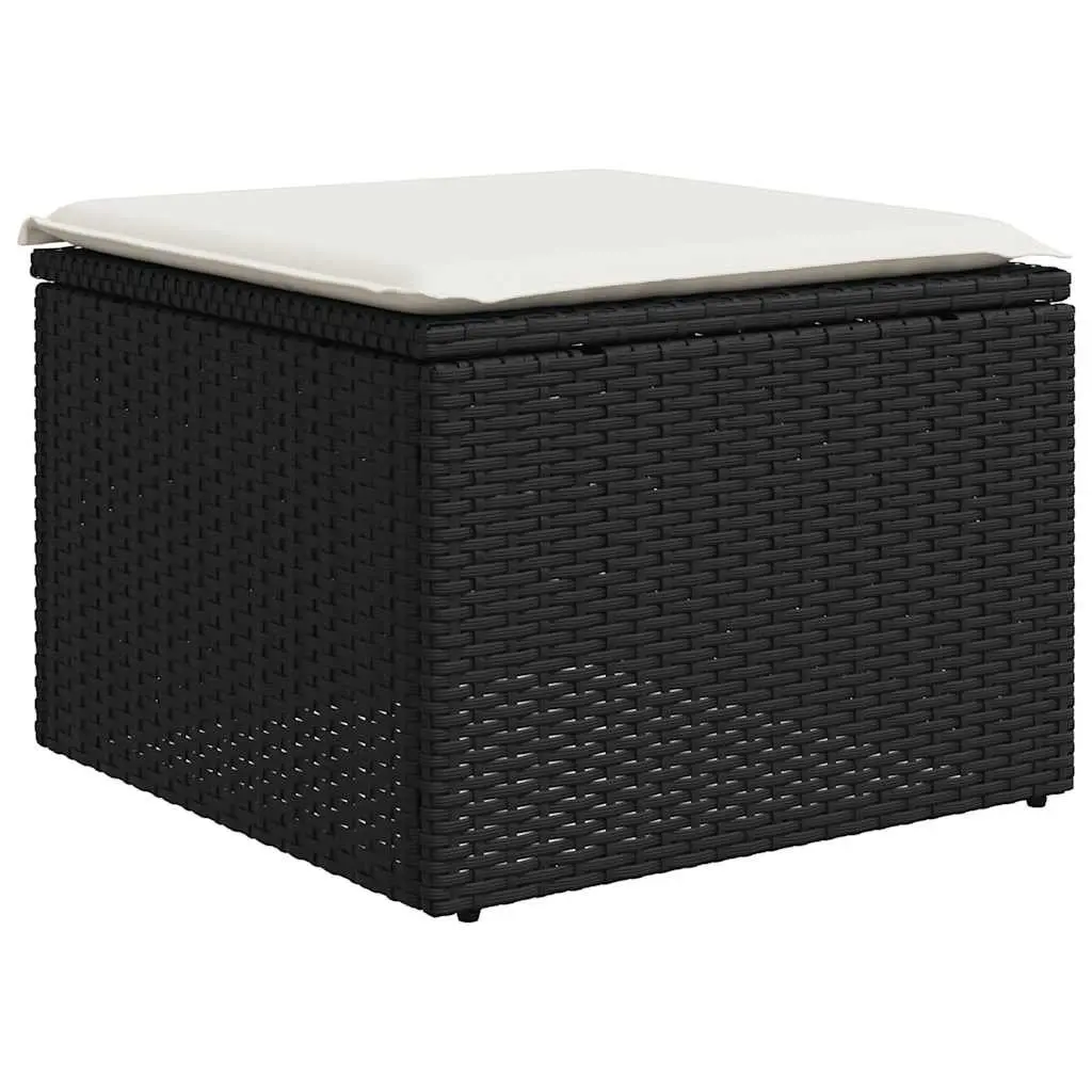 Garden Sofa Set 8 Piece Black Poly Rattan Outdoor Furniture with Cushions Patio