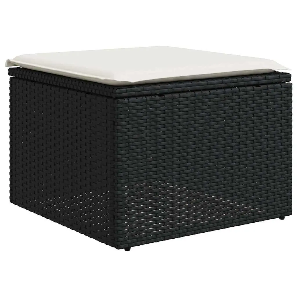 Outdoor Garden Sofa Set 9 Pieces Modular Black PE Rattan with Cushions for Patio