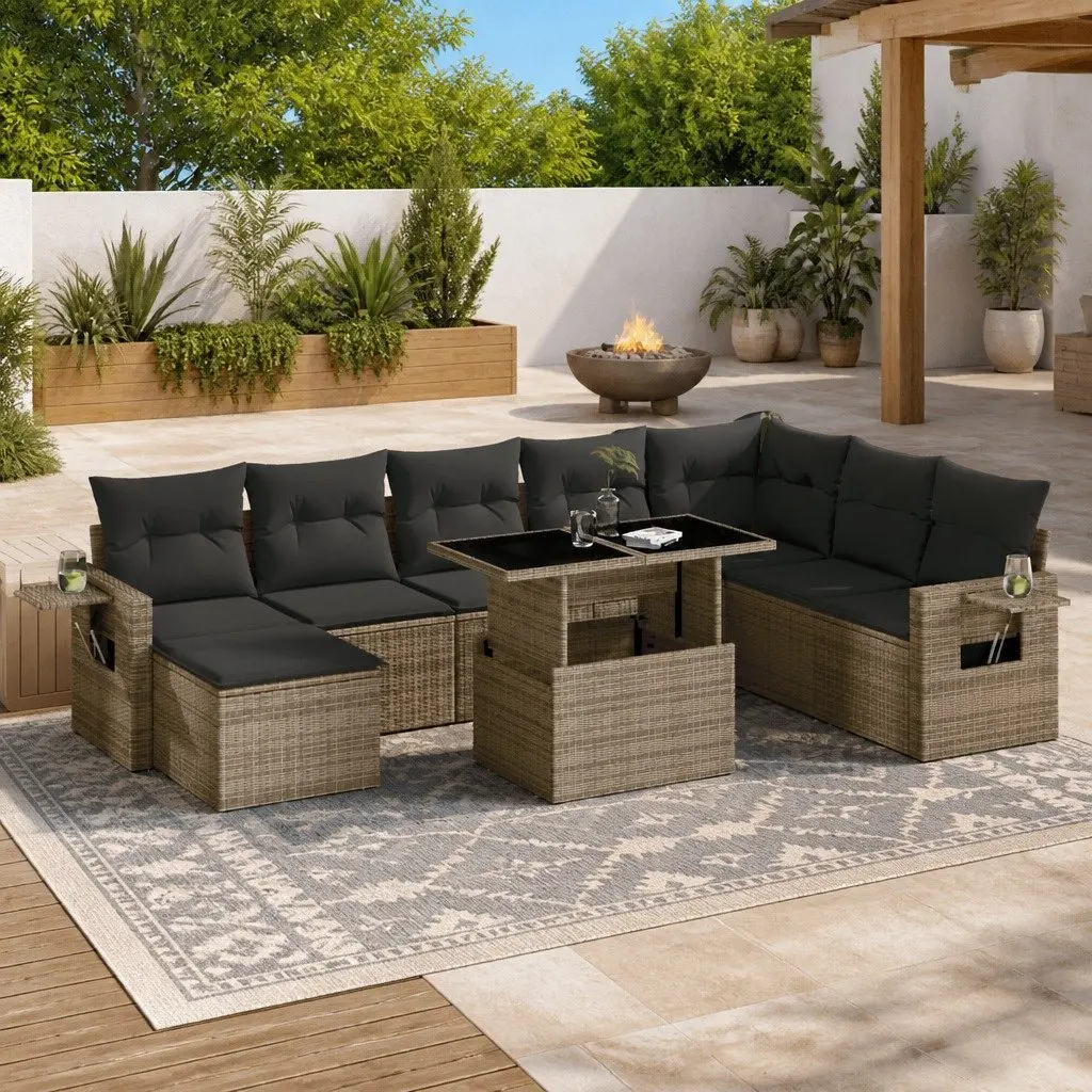 9 Piece Grey Garden Sofa Set