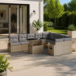 Comfortable and Durable 10-Piece Garden Sofa Set in Beige
