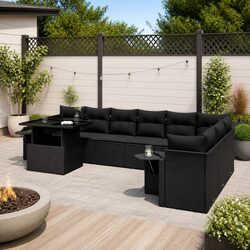 Comfy and Practical 10-Piece Black Sofa Set for Outdoors