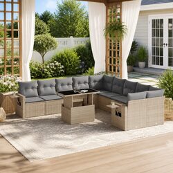 Cozy 11-Piece Garden Sofa Set in Beige - Outdoor Comfort