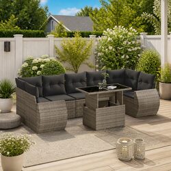 Affordable Comfort: 8-Piece Grey Garden Sofa Set