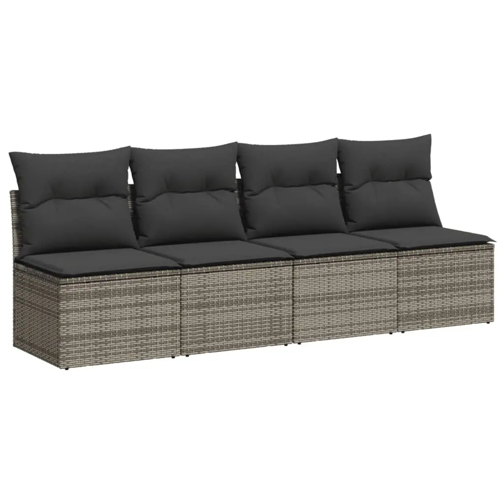 Garden Sofa Set 9 Piece Outdoor Furniture Modular Seating Grey Poly Rattan