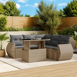 Comfortable 6 Piece Garden Sofa Set with Removable Cushions