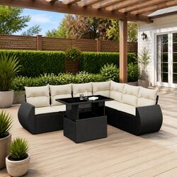 Comfortable and Practical 7 Piece Black Sofa Set