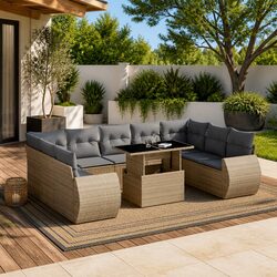 Warm and Reliable 10 Piece Garden Sofa Set for Outdoors