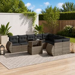 Comfortable 10 Piece Grey Garden Sofa Set for Relaxation