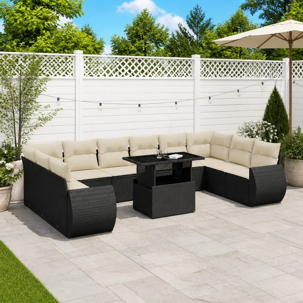 Modular Garden Sofa Set 11 Pieces in Black