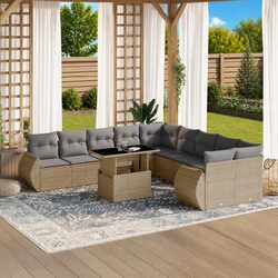 11 Piece Outdoor Sofa Set in Beige – Comfortable & Practical