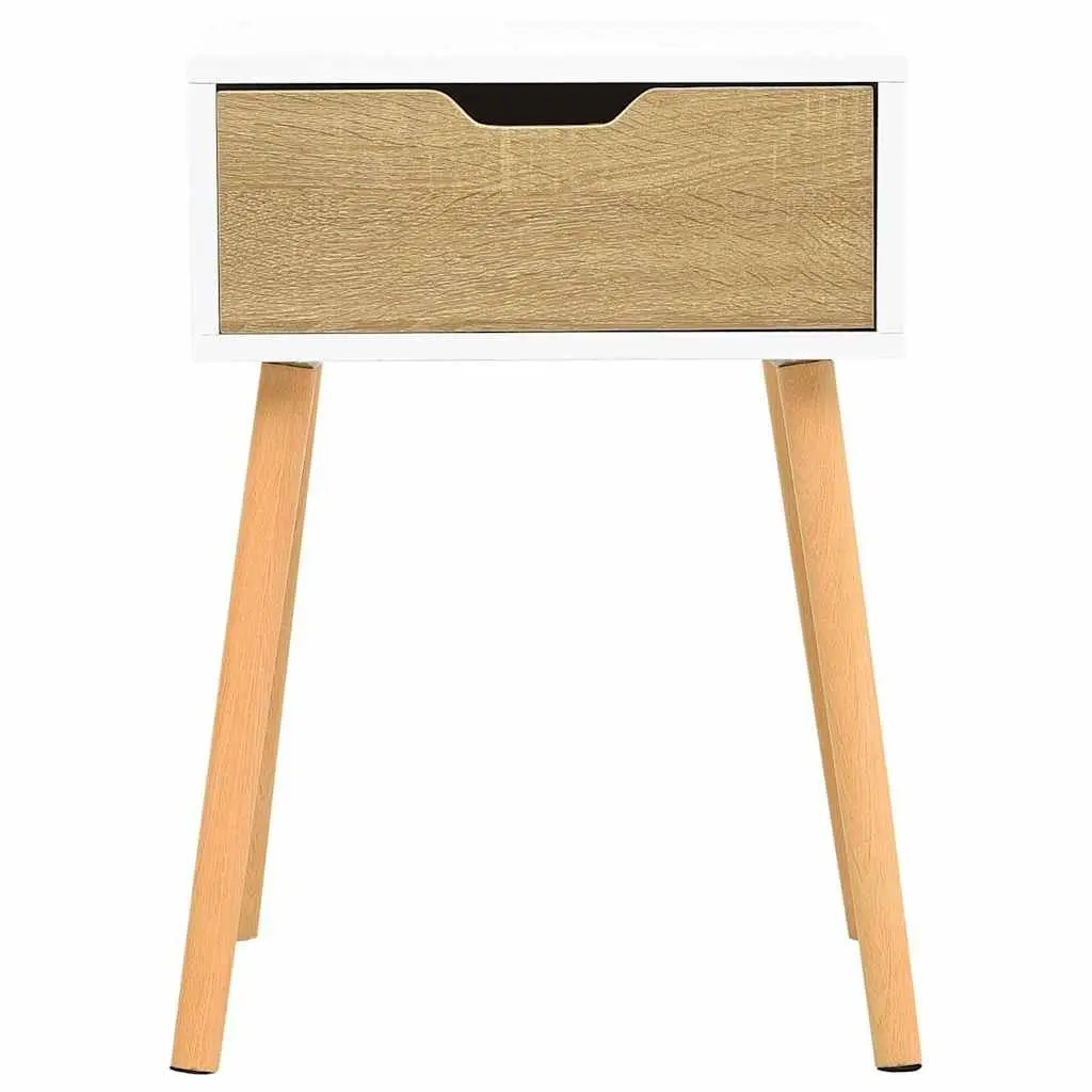 Bedside Cabinet Storage Drawer Engineered Wood White Sonoma Oak 56cm Height 40cm Width 40cm Depth