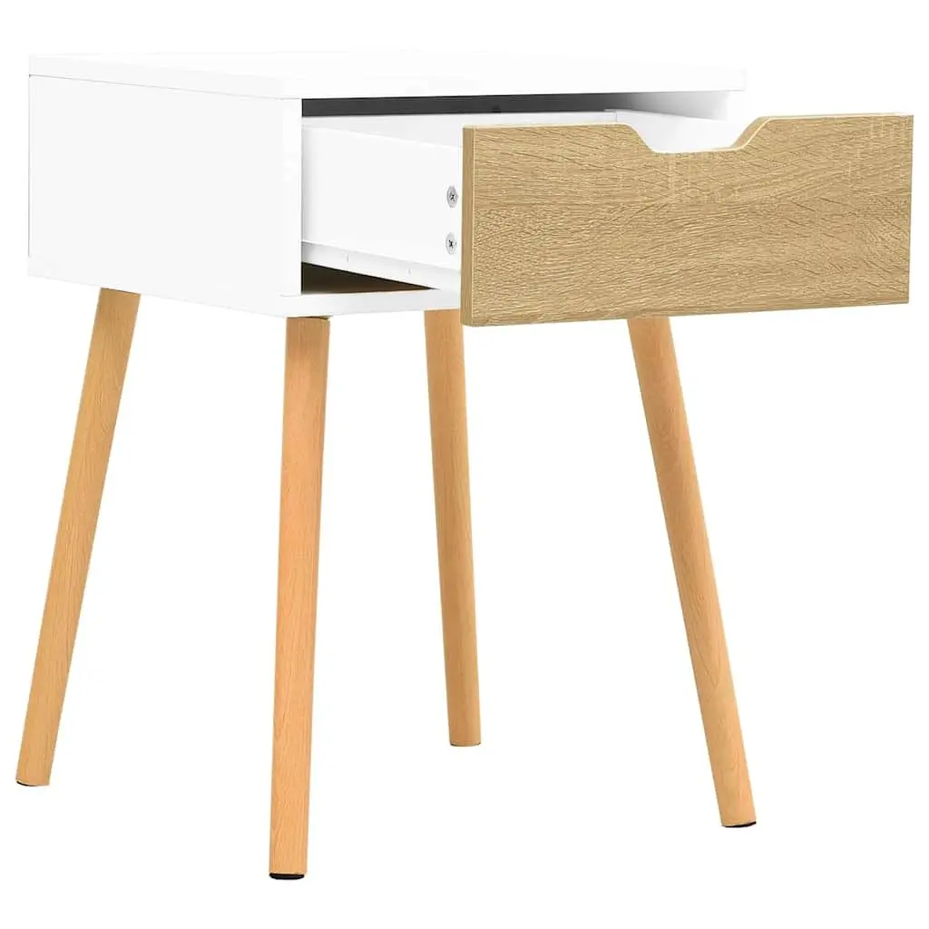 Bedside Cabinet Storage Drawer Engineered Wood White Sonoma Oak 56cm Height 40cm Width 40cm Depth