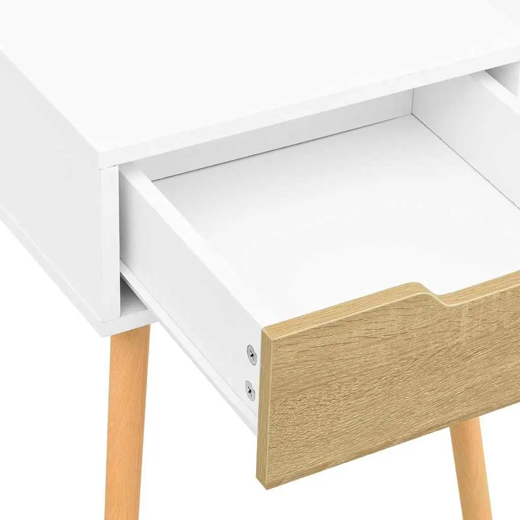 Bedside Cabinets 2 pcs White Sonoma Oak Engineered Wood Nightstands Storage