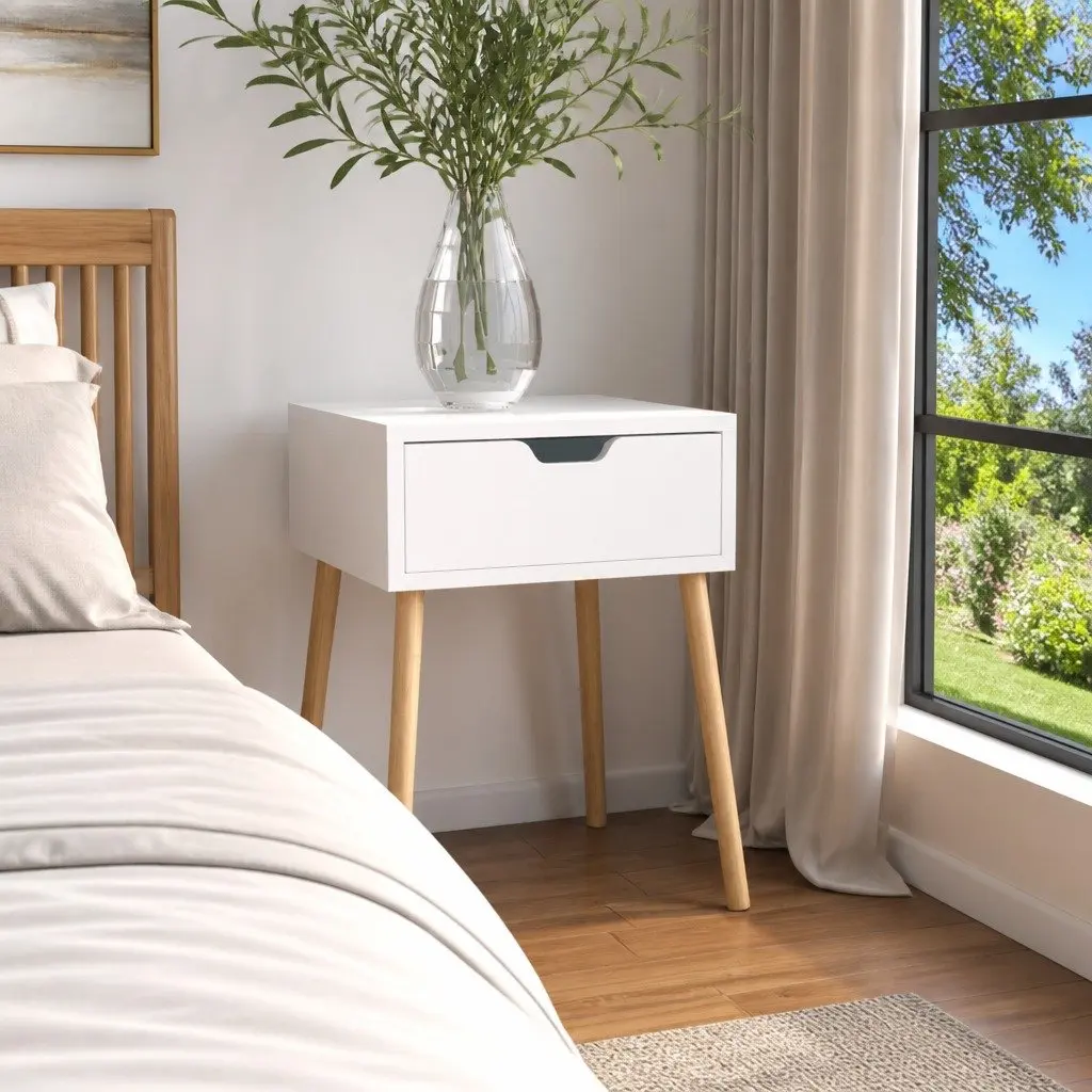 White Nightstand with Ample Storage