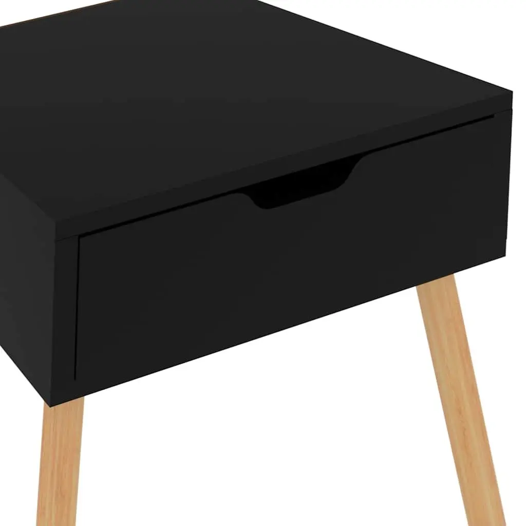 Bedside Cabinet Black High Gloss Modern Side Table Engineered Wood 40x40x56cm