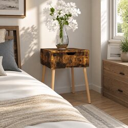 Bedside Cabinet 40x40x56 cm Brown Side Table Storage Drawer Furniture