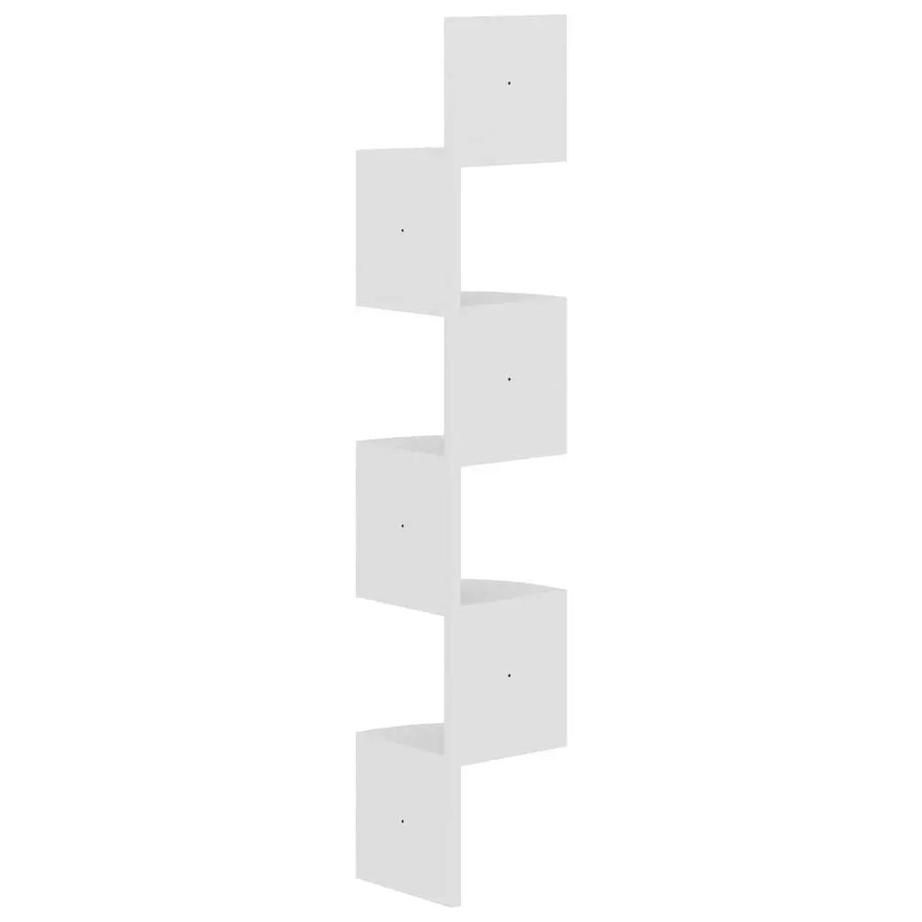 Wall Corner Shelf White 19x19x123cm Engineered Wood Display Storage