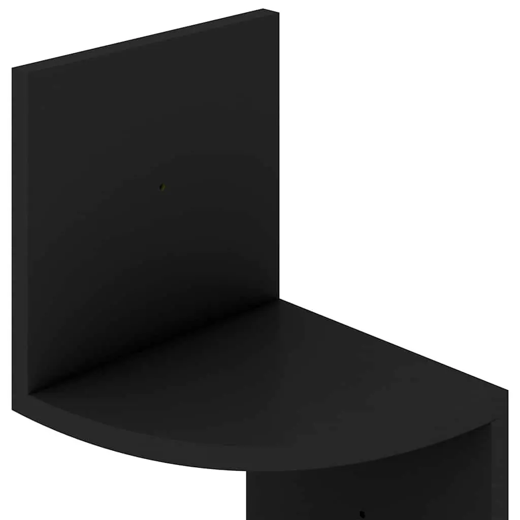 Wall Corner Shelf Black 19x19x123 cm Engineered Wood Rounded Levels Storage