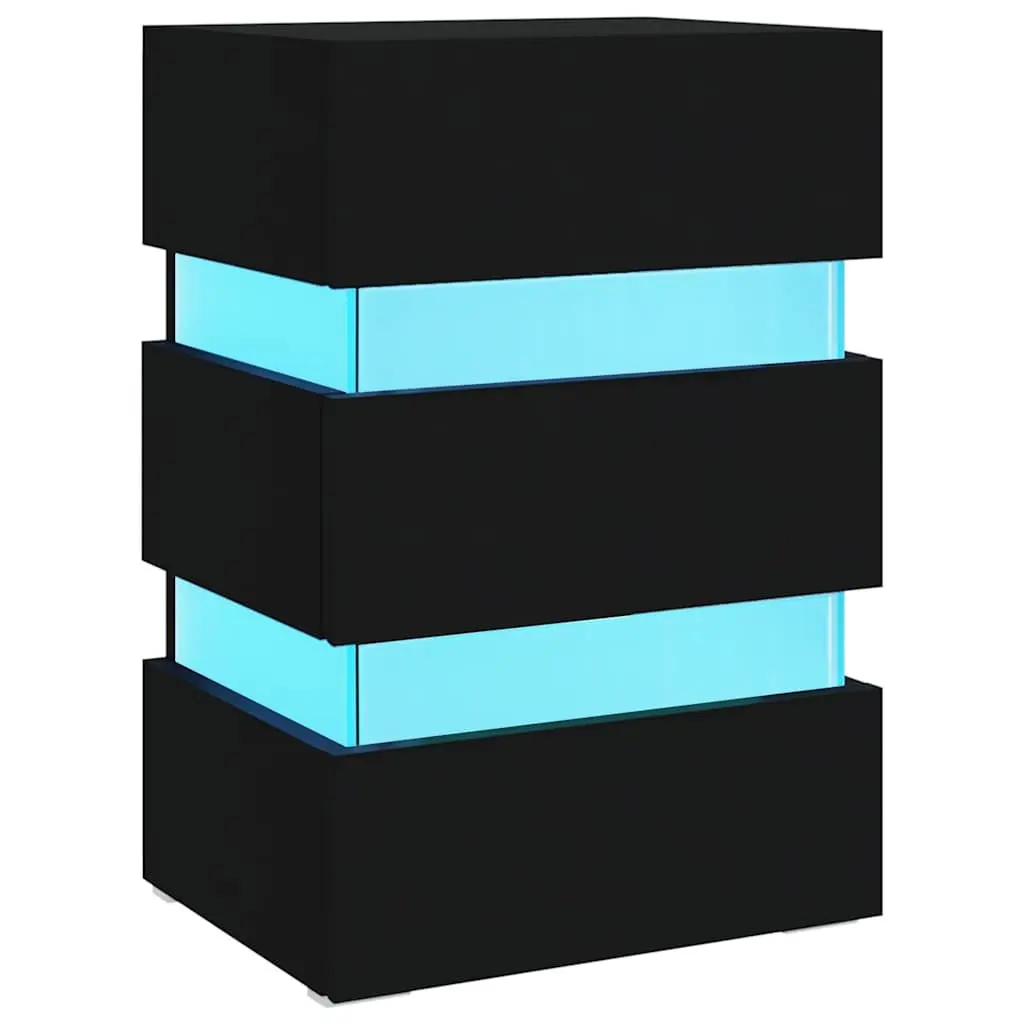 Black LED Nightstand with Storage 45x35x67 cm